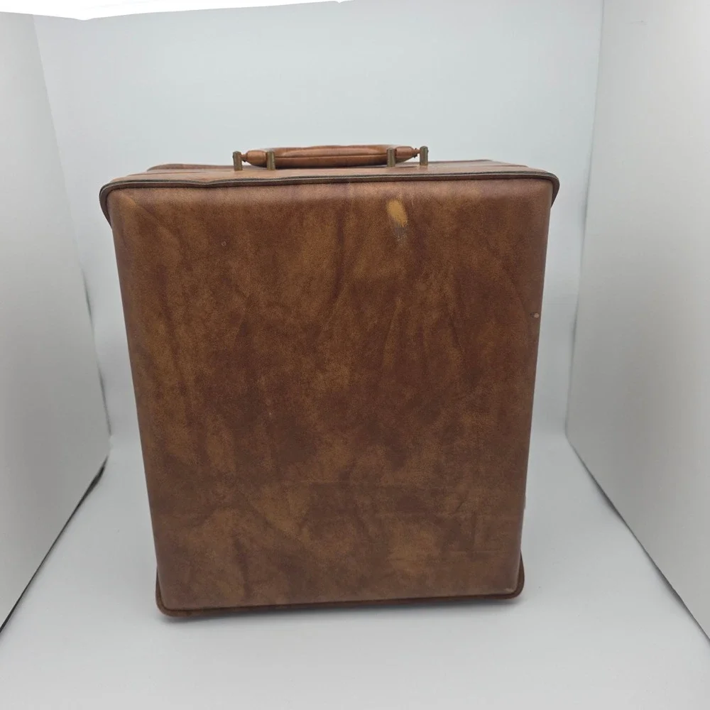 Vintage Travel Bar Case Brown Leather Mid Century Retro Speakeasy‎ Barware 1970s